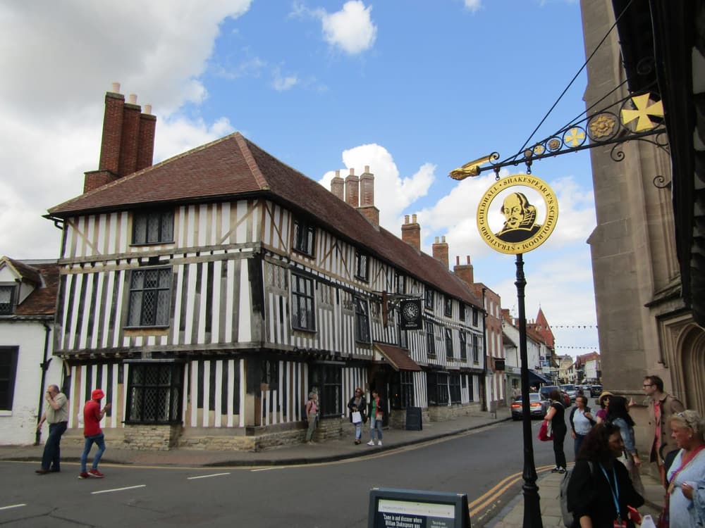 The timber-framed former Falcon Hotel building on Chapel Street, Stratford-upon-Avon